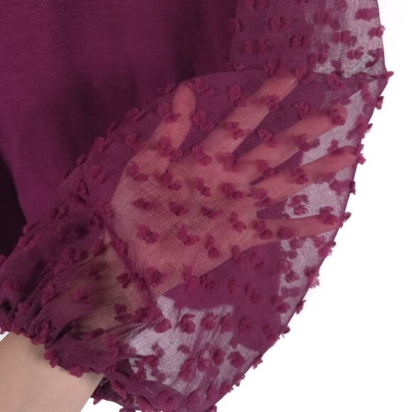 NWT MAEVE Anthropologie Textured Semi-sheer puffed Sleeve Top Size XL PETITE - Picture 14 of 15